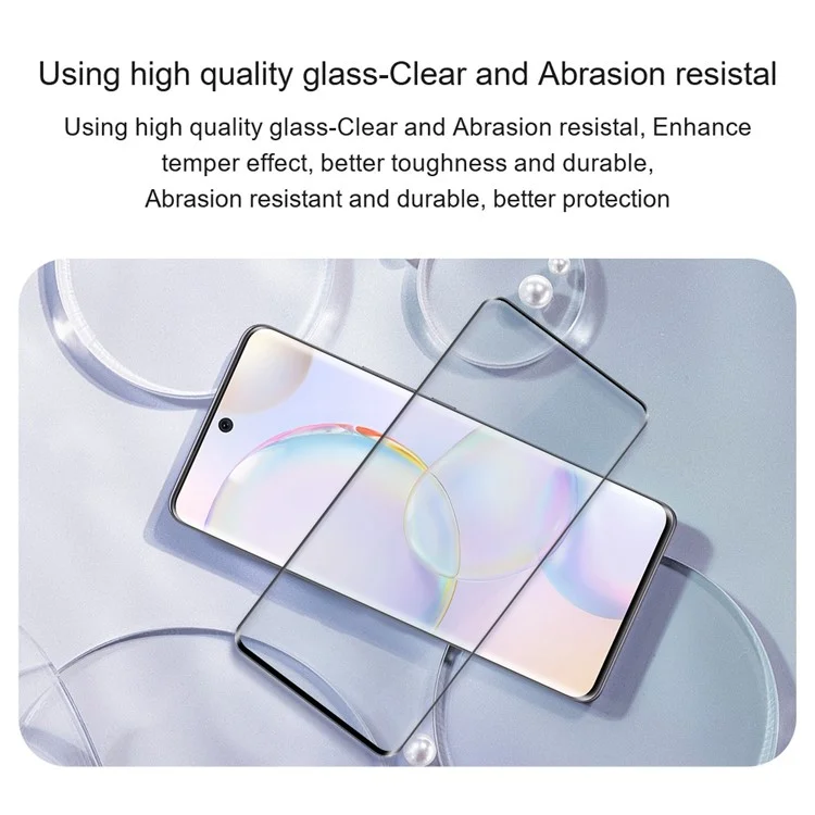 AMORUS For Huawei nova 10 4G Tempered Glass Film 3D Curved Edges Anti-explosion Full Glue Full Screen Protector Silk Printing Edge - Black