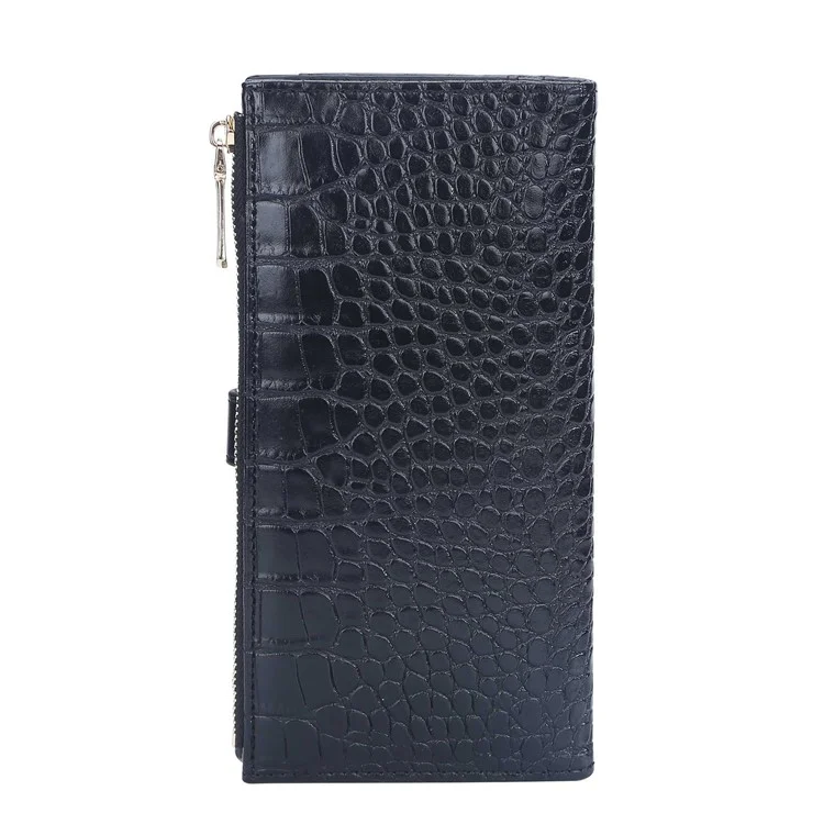 BAELLERRY N2369 Stylish PU Leather Stone Texture Clutch Bag Women Wallet Snap Button Zipper Cards Cash Holder Purse - Black