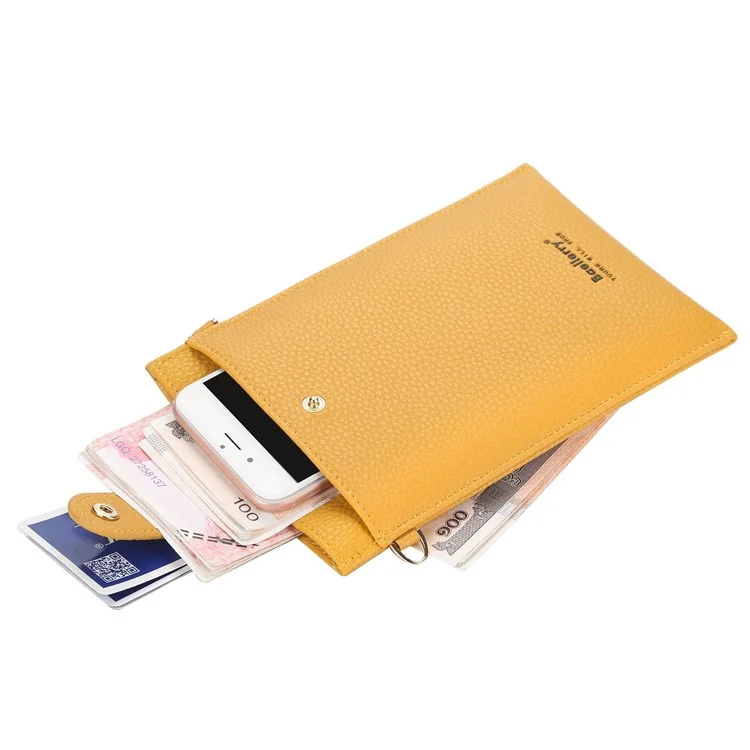 BAELLERRY N8609 Pochette Téléphone en Cuir PU avec Bouton Pression et Fermeture Éclair Poches - Rouge