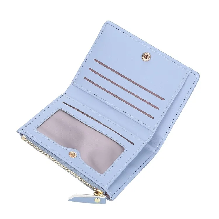 BAELLERRY N2370 Lizard Texture PU Leather Women Short Wallet Stylish Zipper Pocket Cards Cash Holder Purse - Blue