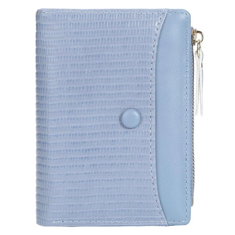 BAELLERRY N2370 Lizard Texture PU Leather Women Short Wallet Stylish Zipper Pocket Cards Cash Holder Purse - Blue