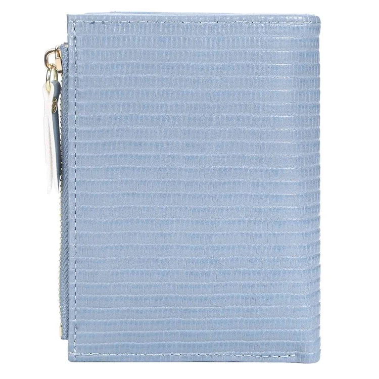 BAELLERRY N2370 Lizard Texture PU Leather Women Short Wallet Stylish Zipper Pocket Cards Cash Holder Purse - Blue