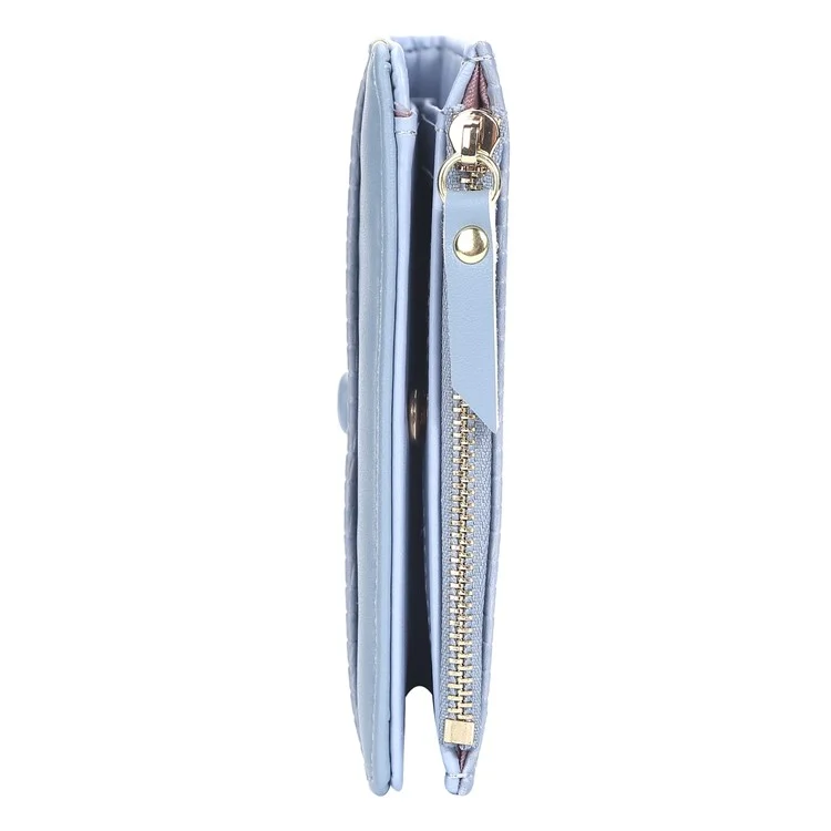 BAELLERRY N2370 Lizard Texture PU Leather Women Short Wallet Stylish Zipper Pocket Cards Cash Holder Purse - Blue
