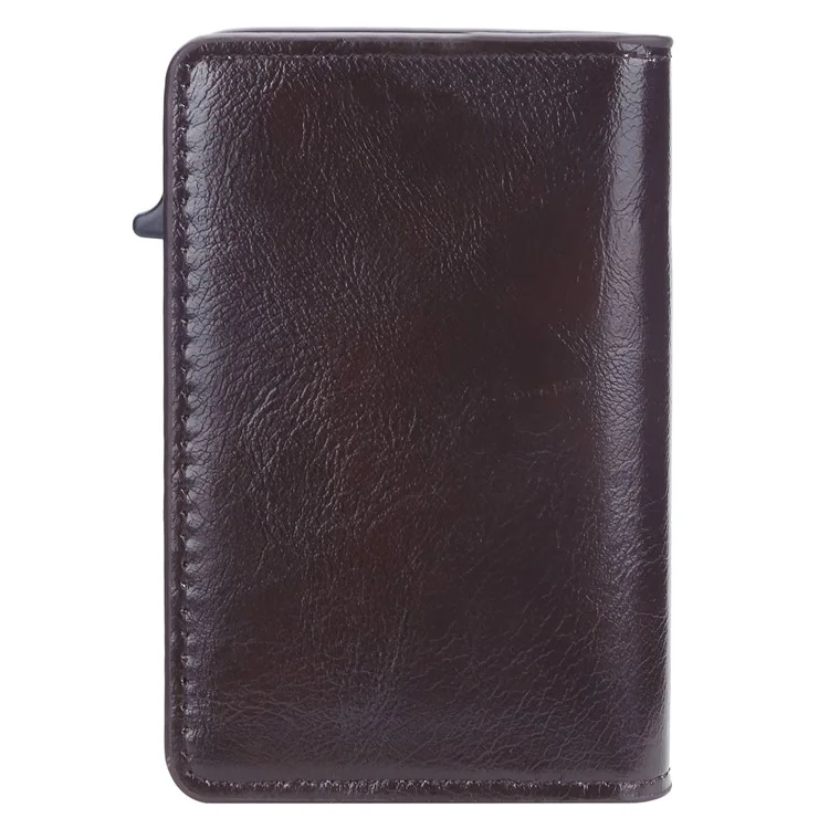 BAELLERRY K9178 Carta di credito con pulsante laterale RFID Blocking Porta carte di credito in pelle PU + lega di alluminio - Caffè