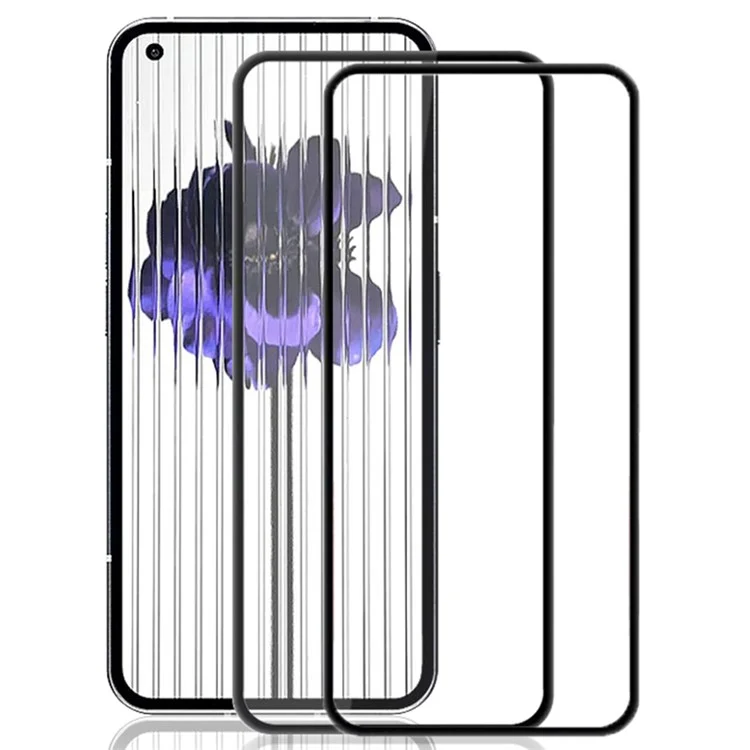 AMORUS 2 pièces / Kit pour téléphone Nothing (1) 5G Full Glue Tempered Glass Secondary Hardening Silk Printing Full Screen Protector - Noir