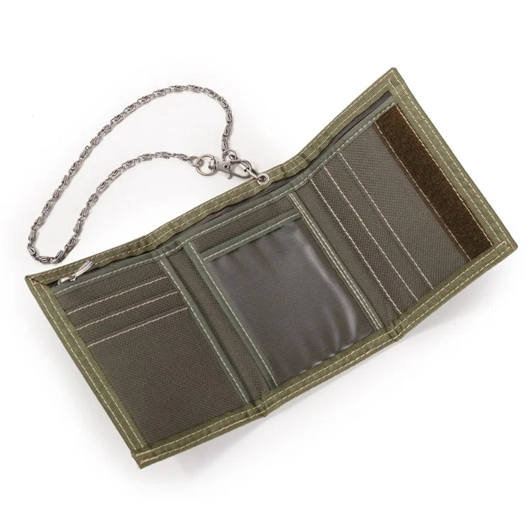 JEMINAL 1314 Geometric Pattern Cloth Short Wallet Men Women Tri-fold Card Holder Coin Purse with Strap - Verde