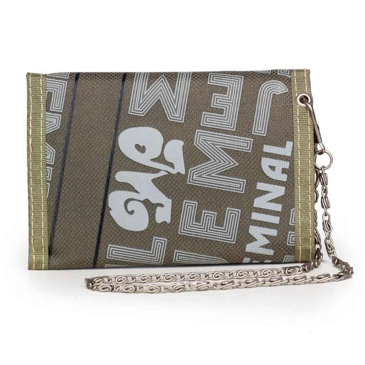JEMINAL 1314 Geometric Pattern Cloth Short Wallet Men Women Tri-fold Card Holder Coin Purse with Strap - Verde