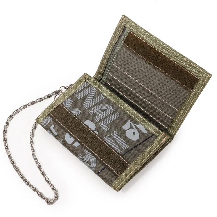 JEMINAL 1314 Geometric Pattern Cloth Short Wallet Men Women Tri-fold Card Holder Coin Purse with Strap - Verde