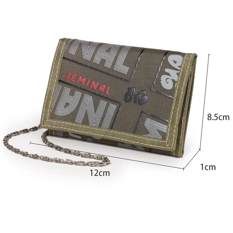 JEMINAL 1314 Geometric Pattern Cloth Short Wallet Men Women Tri-fold Card Holder Coin Purse with Strap - Verde