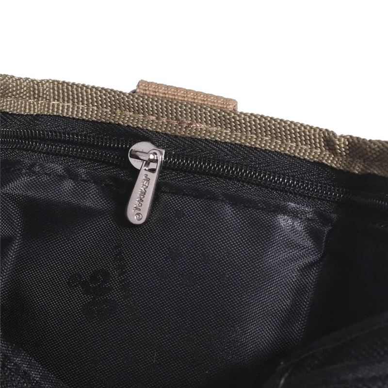 JEMINAL 21511# Men Trifold Wallet Magic Tape Closure Canvas Coin Purse Card Holder with Belt Ring - Black