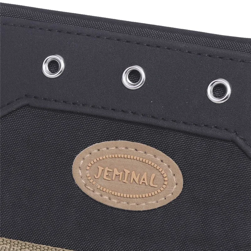JEMINAL 21511# Men Trifold Wallet Magic Tape Closure Canvas Coin Purse Card Holder with Belt Ring - Black