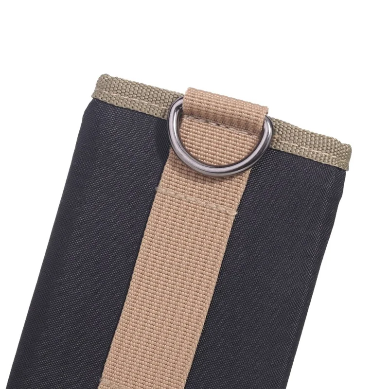 JEMINAL 21511# Men Trifold Wallet Magic Tape Closure Canvas Coin Purse Card Holder with Belt Ring - Black