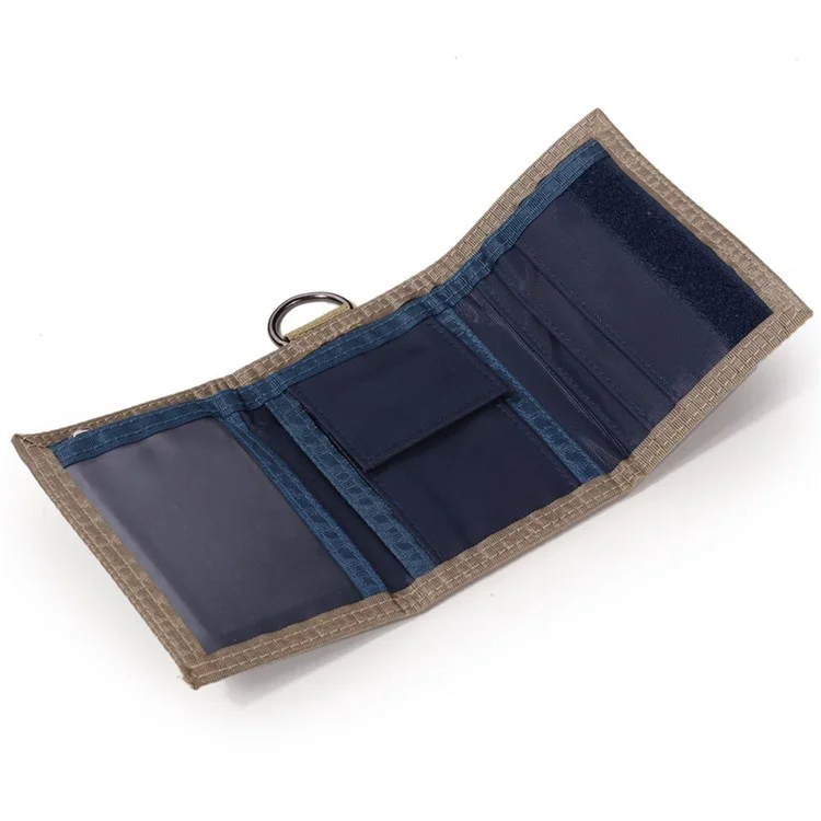 JEMINAL 21508# Magic Tape Closure Trifold Canvas Outdoor Sports Wallet Coin Purse with Zipper Pocket for Boys - Dark Blue
