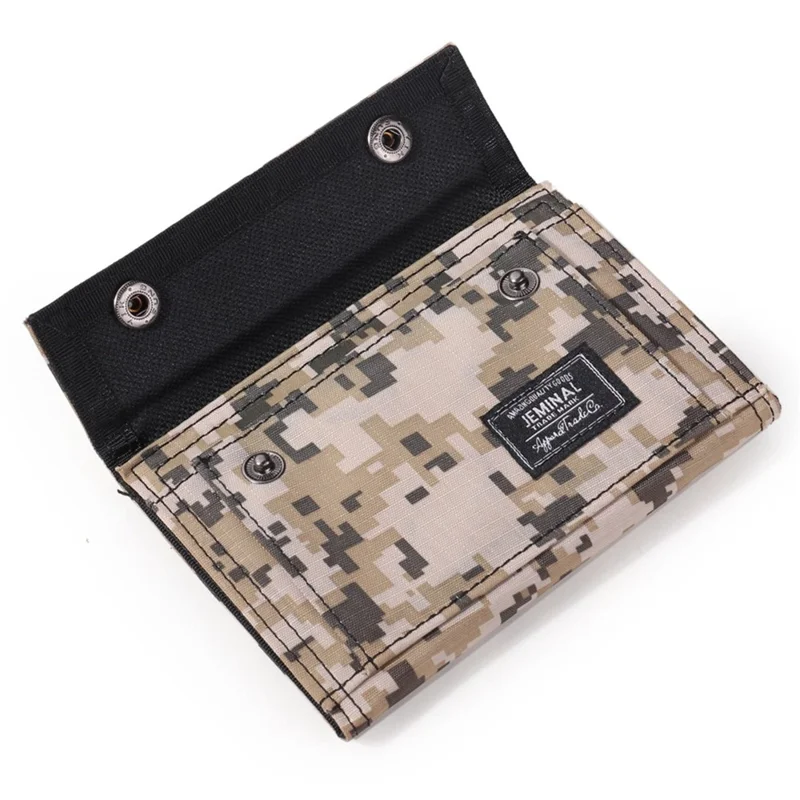Jeminal 1312# Casual Camouflage Bi-fold Purse Card Halter Schnappknöpfe Canvas Short Wallet - Khaki