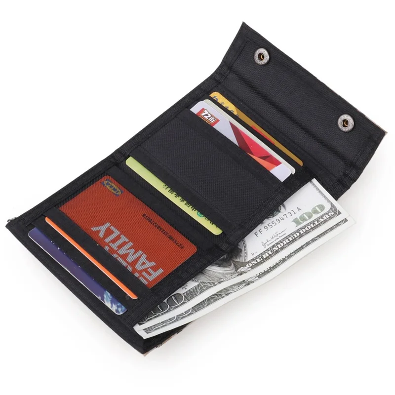 Jeminal 1312# Casual Camouflage Bi-fold Purse Card Halter Schnappknöpfe Canvas Short Wallet - Khaki