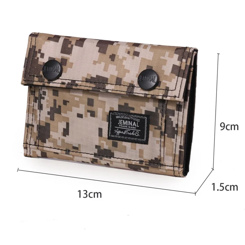 Jeminal 1312# Casual Camouflage Bi-fold Purse Card Halter Schnappknöpfe Canvas Short Wallet - Khaki
