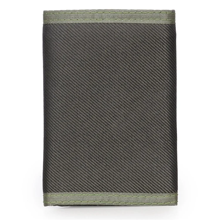 JEMINAL 1420 Solid Color Stitching Nylon Wallet Student Tri-fold Wallet Coin Purse Cards Holder - Green