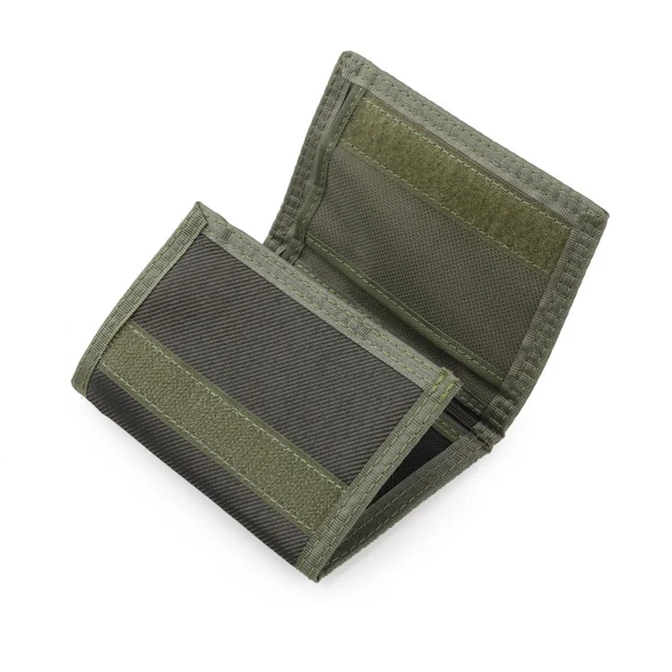 JEMINAL 1420 Solid Color Stitching Nylon Wallet Student Tri-fold Wallet Coin Purse Cards Holder - Green