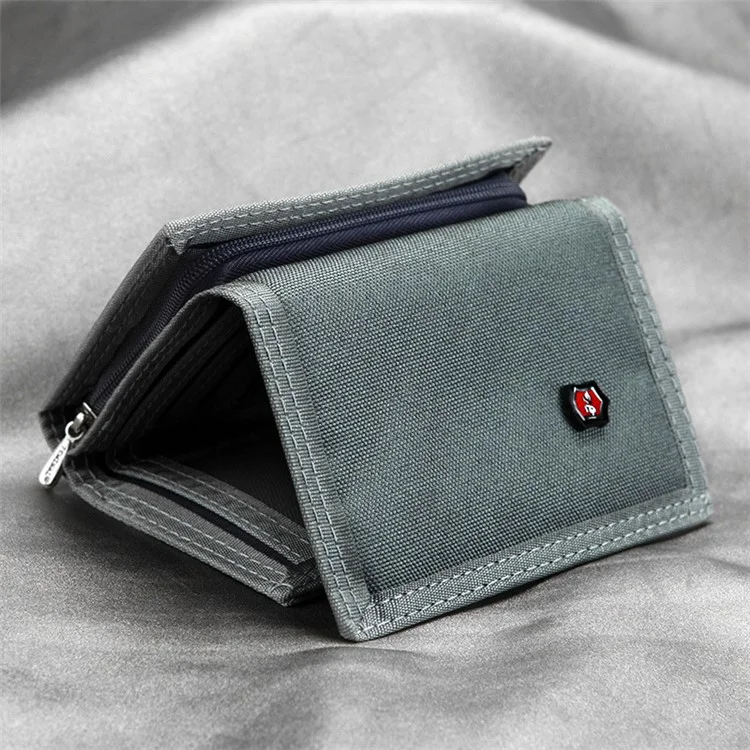 JEMINAL 507 Men's Trifold Wear-resistant Canvas Wallets Cash Money Coin Pouch Card Bag - Dark Grey