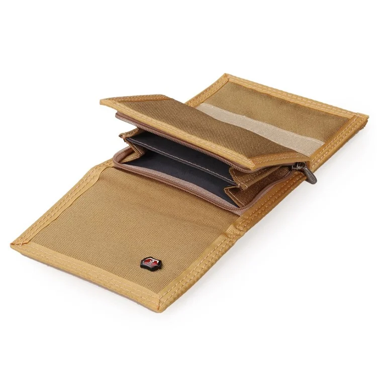 JEMINAL 507 Men's Trifold Wear-resistant Canvas Wallets Cash Money Coin Pouch Card Bag - Dark Grey