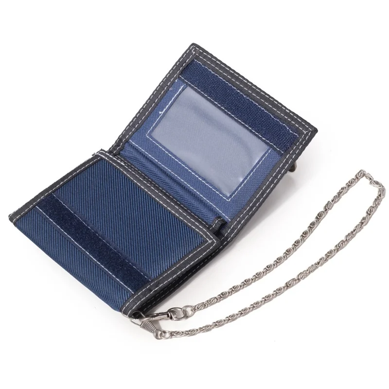 JEMINAL 1005 Vintage Men Tri-fold Wallet Casual Canvas Purse Cards Money Holder with Strap - Dark Grey