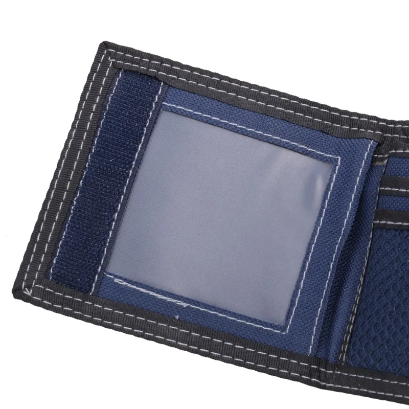 JEMINAL 1005 Vintage Men Tri-fold Wallet Casual Canvas Purse Cards Money Holder with Strap - Dark Grey