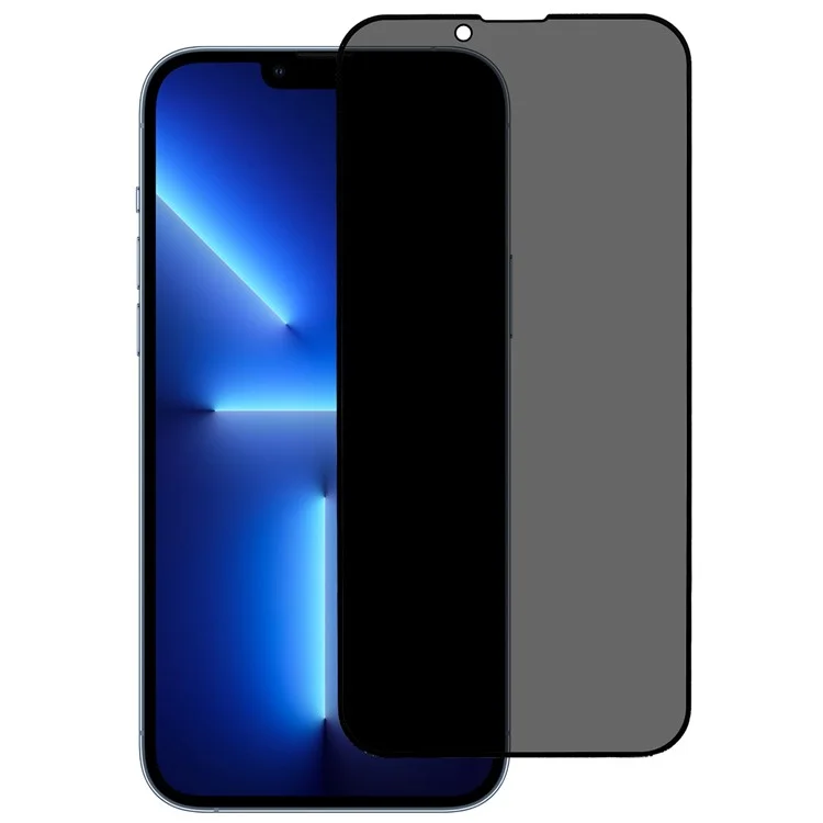 Para iPhone 14 de 6.1 pulgadas Película de vidrio antirreflejos de alta resistencia de aluminio-silicio Protección de privacidad antiespía Antidesgaste Impresión de seda completa Protector de pantalla de vidrio templado