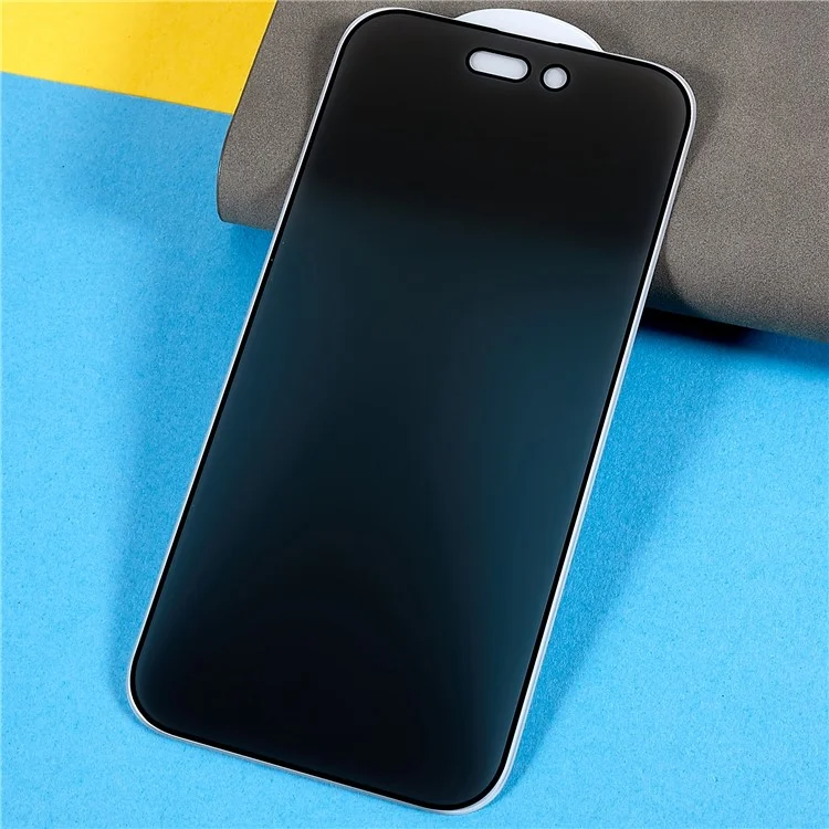 For iPhone 14 Pro 6.1 inch Anti-spy Full Screen High Aluminium-silicon Glass Film Full Glue Silk Printing Anti-abrasion Tempered Glass Screen Protector