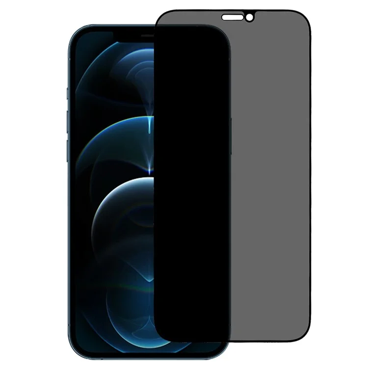 Para iPhone 12 / 12 Pro 6.1 polegadas Anti-spy Silk Printing Full Screen High Aluminium-silicon Glass Film Full Glue Anti-scratch Tempered Glass Screen Protector