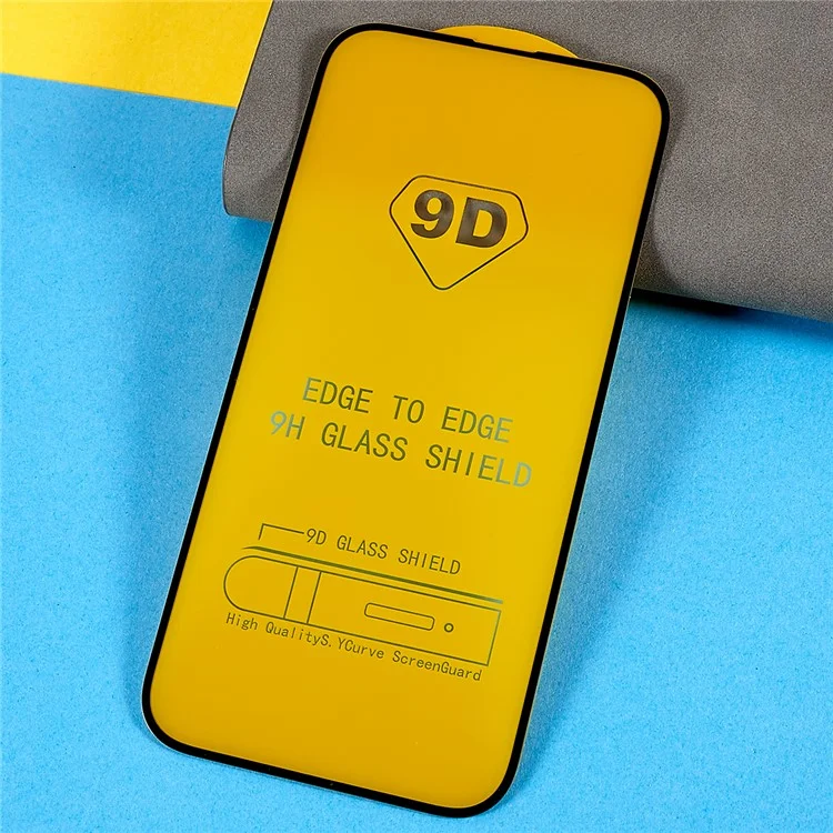 Side Glue 9D Tempered Glass Film for iPhone 14 Pro 6.1 Inch, Anti-Broken Silk Printing Full Covering Screen Protector