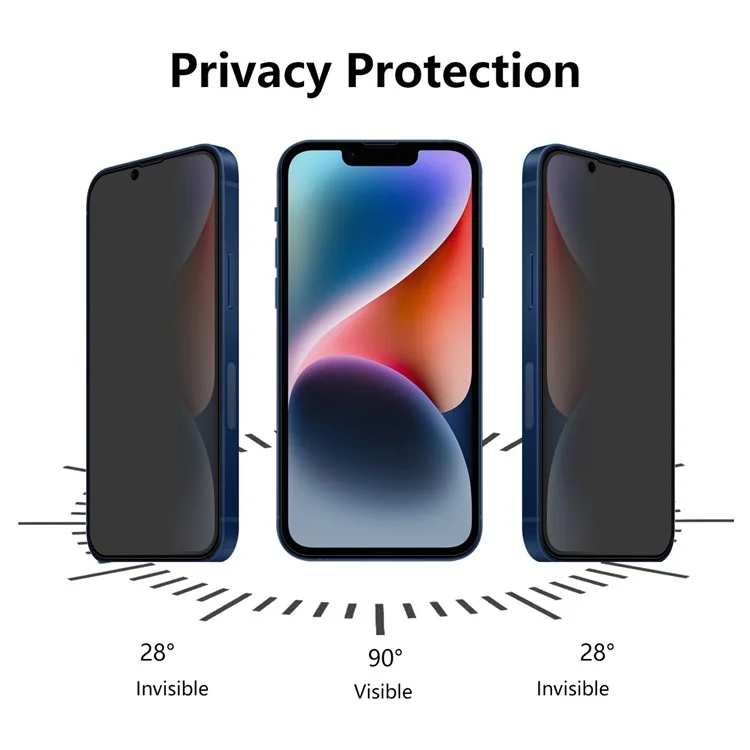 ENKAY HAT PRINCE Tempered Glass Full Screen Protector for iPhone 14 6.1 inch, 28 Degree Anti-spy Anti-explosion Full Glue Film