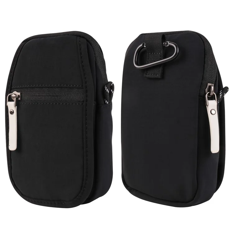 Mobile Phone Shoulder Bag for 7.2-inch Cell Phones Universal Zippered Waist Pouch with Shoulder Strap - Black