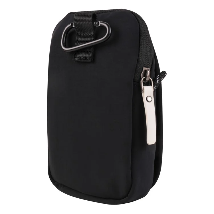 Mobile Phone Shoulder Bag for 7.2-inch Cell Phones Universal Zippered Waist Pouch with Shoulder Strap - Black