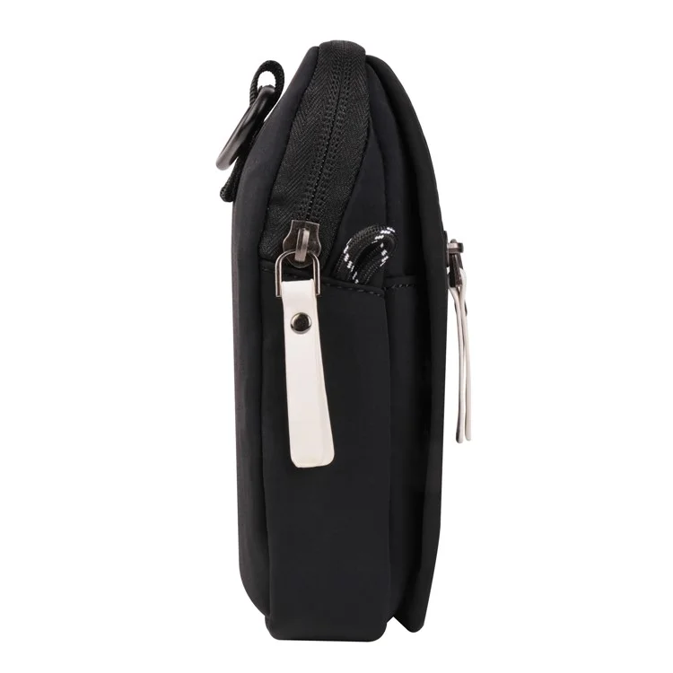 Mobile Phone Shoulder Bag for 7.2-inch Cell Phones Universal Zippered Waist Pouch with Shoulder Strap - Black