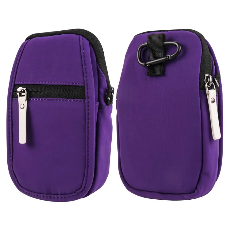 Mobile Phone Shoulder Bag for 7.2-inch Cell Phones Universal Zippered Waist Pouch with Shoulder Strap - Purple