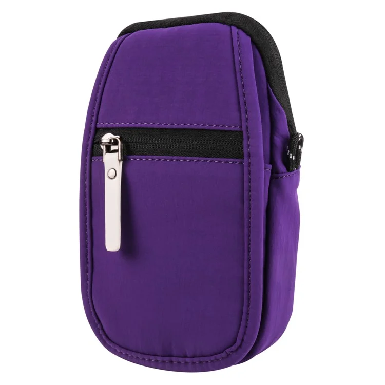 Mobile Phone Shoulder Bag for 7.2-inch Cell Phones Universal Zippered Waist Pouch with Shoulder Strap - Purple