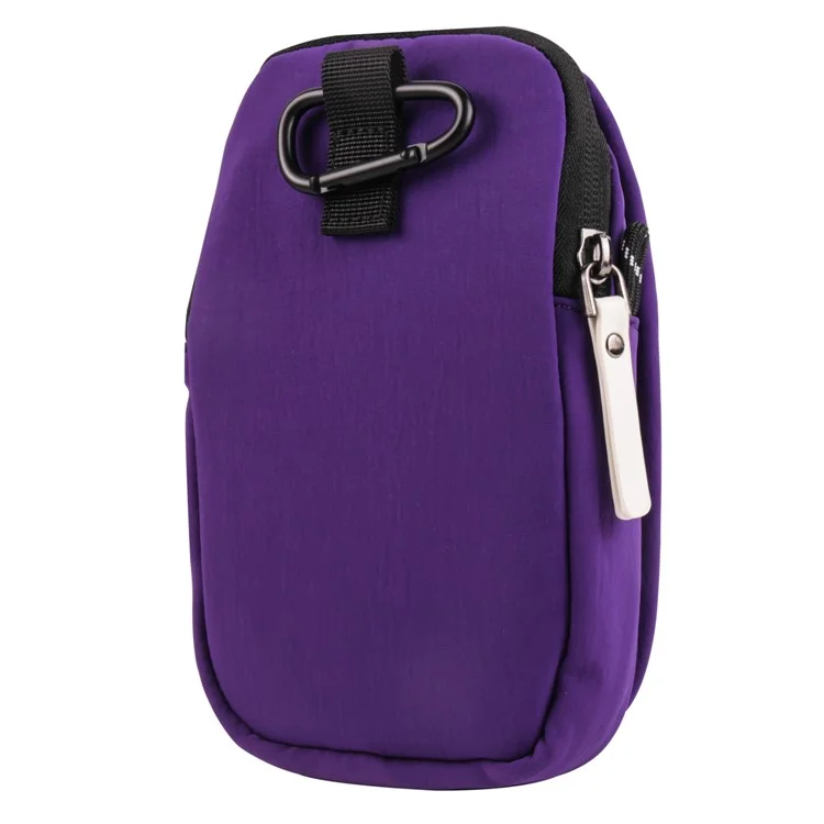 Mobile Phone Shoulder Bag for 7.2-inch Cell Phones Universal Zippered Waist Pouch with Shoulder Strap - Purple