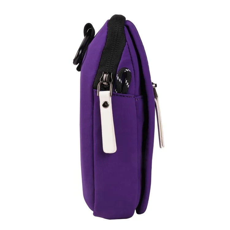 Mobile Phone Shoulder Bag for 7.2-inch Cell Phones Universal Zippered Waist Pouch with Shoulder Strap - Purple