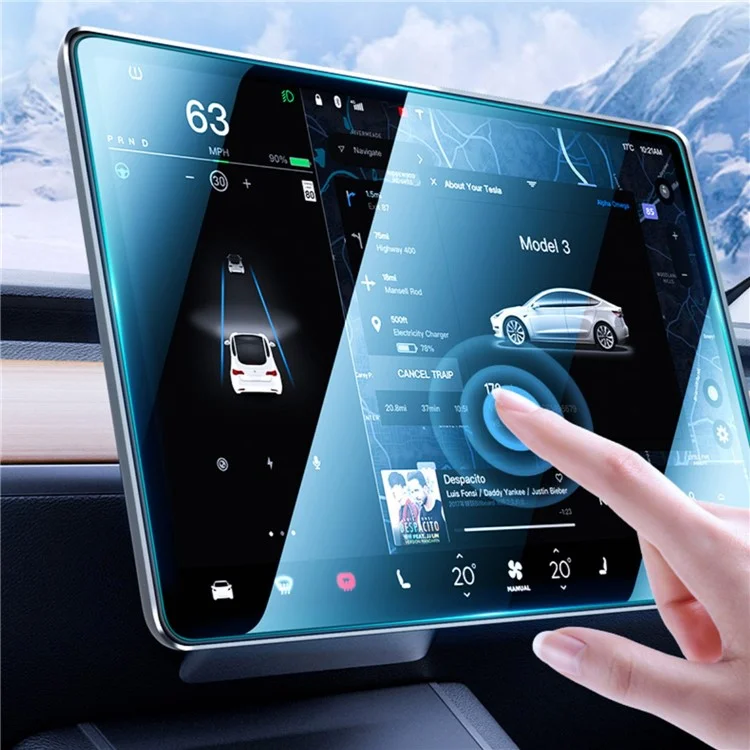 Für Tesla Model X / S 17-Zoll-Dashboard-Navigationsbildschirmschutz Ultraklares gehärtetes Glas-Schutzfolie