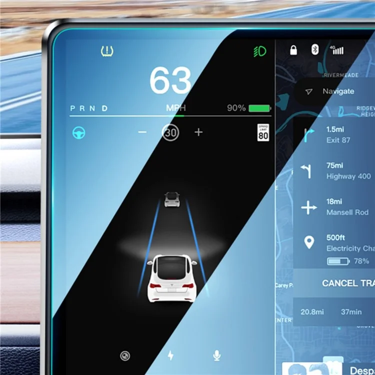 Für Tesla Model X / S 17-Zoll-Dashboard-Navigationsbildschirmschutz Ultraklares gehärtetes Glas-Schutzfolie
