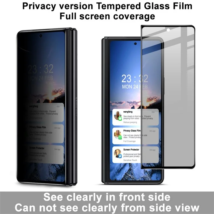 IMAK For Samsung Galaxy Z Fold4 5G Anti-spy Tempered Glass Screen Protector Full Glue Sensitive Touch Film