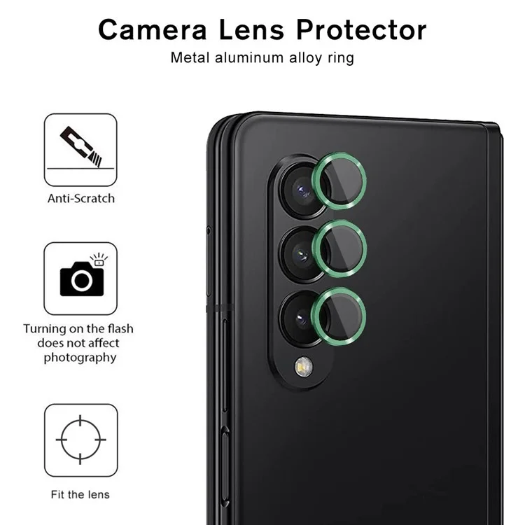 Hat Prince Enkay Para Samsung Galaxy Z Fold4 5g 1 Definir Lente Câmera Protetor de Alumínio de Alumínio Temperado Ring HD Film Lente Clear - Verde