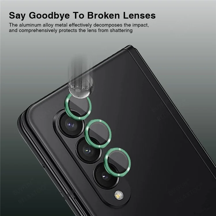 Hat Prince Enkay Para Samsung Galaxy Z Fold4 5g 1 Definir Lente Câmera Protetor de Alumínio de Alumínio Temperado Ring HD Film Lente Clear - Verde