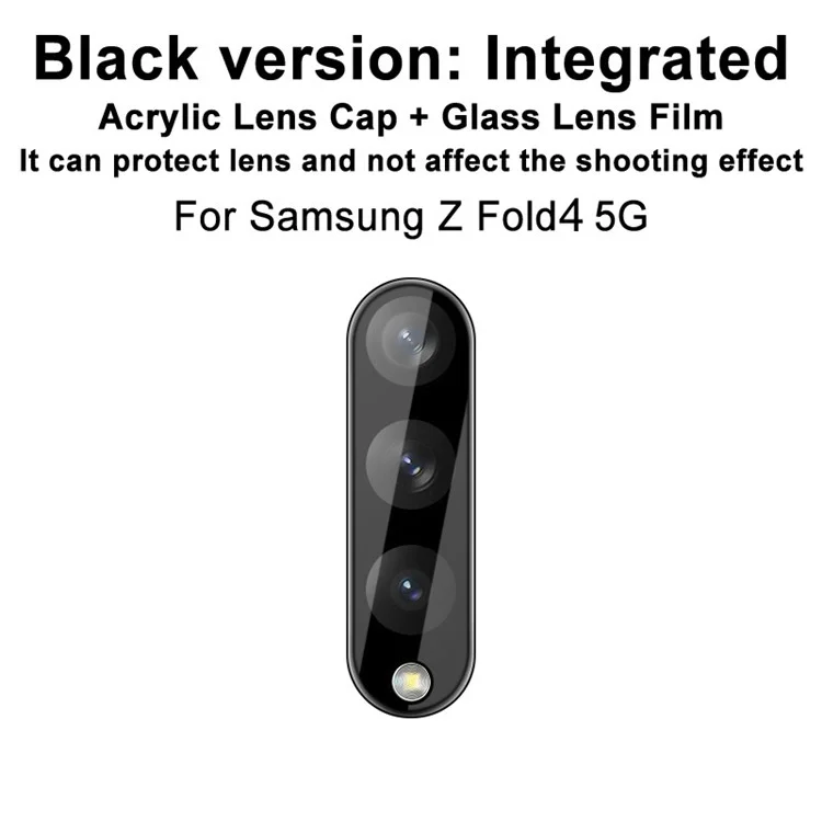 IMAK Camera Lens Protector for Samsung Galaxy Z Fold4 5G, Tempered Glass Anti-Scratch Integrated Lens Film + Acrylic Lens Cap (Black Version)