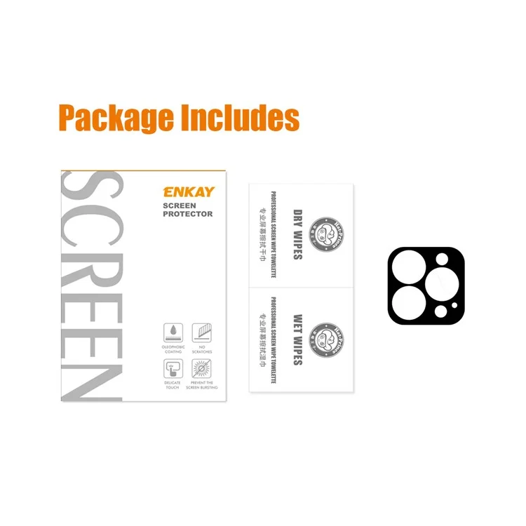 ENKAY SOMBRERO PRÍNCIPE Para iPhone 14 Pro 6.1 pulgadas / 14 Pro Max 6.7 pulgadas Protector de lente de cámara de cobertura total Ultra Clear Silk Printing Película de vidrio templado