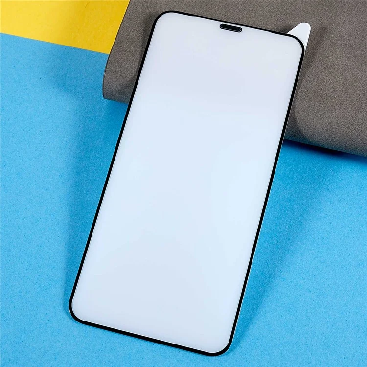 For iPhone 11 Pro Max / XS Max 6.5 inch 9H High Aluminum-silicon Glass Screen Protector Silk Printing Edge Anti-static Full Cover Ultra Clear Film with Dust-proof Net