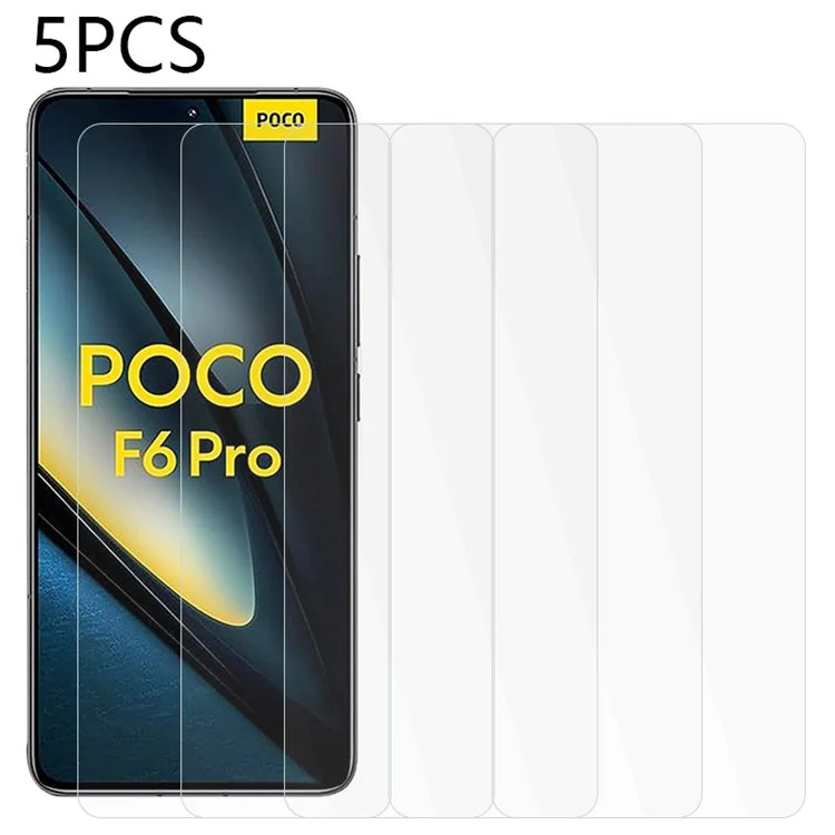 5PCS Para Para Xiaomi Poco F6 Pro 5G / Redmi K70 5G / K70 Pro 5G Protetor de Tela Película de Vidro Temperado Sem Bolhas Amigável 2.5D