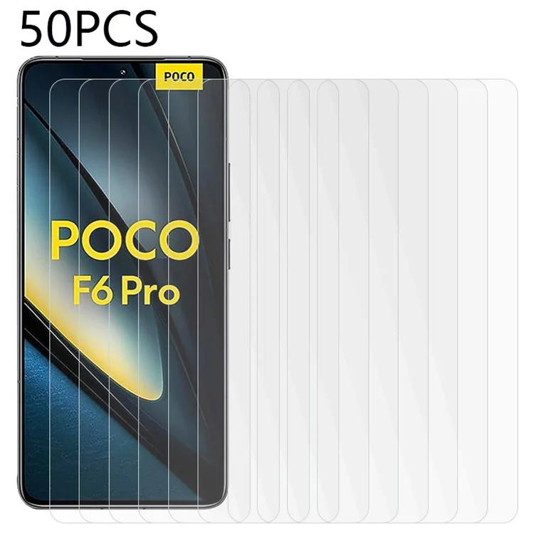 50PCS para Xiaomi Poco F6 Pro 5G / Redmi K70 5G / K70 Pro 5G Protector de pantalla de vidrio templado 0,3 mm 2,5D película ultra clara