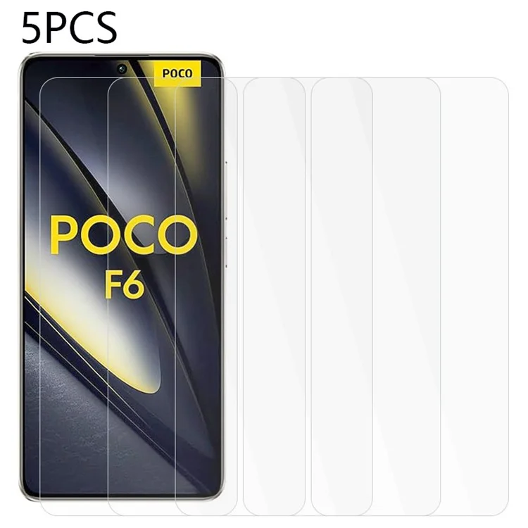 5PCS For Xiaomi Poco F6 5G / Redmi Turbo 3 5G Protector de Pantalla de Vidrio Templado Película 2.5D 0.3mm Anti-Arañazos