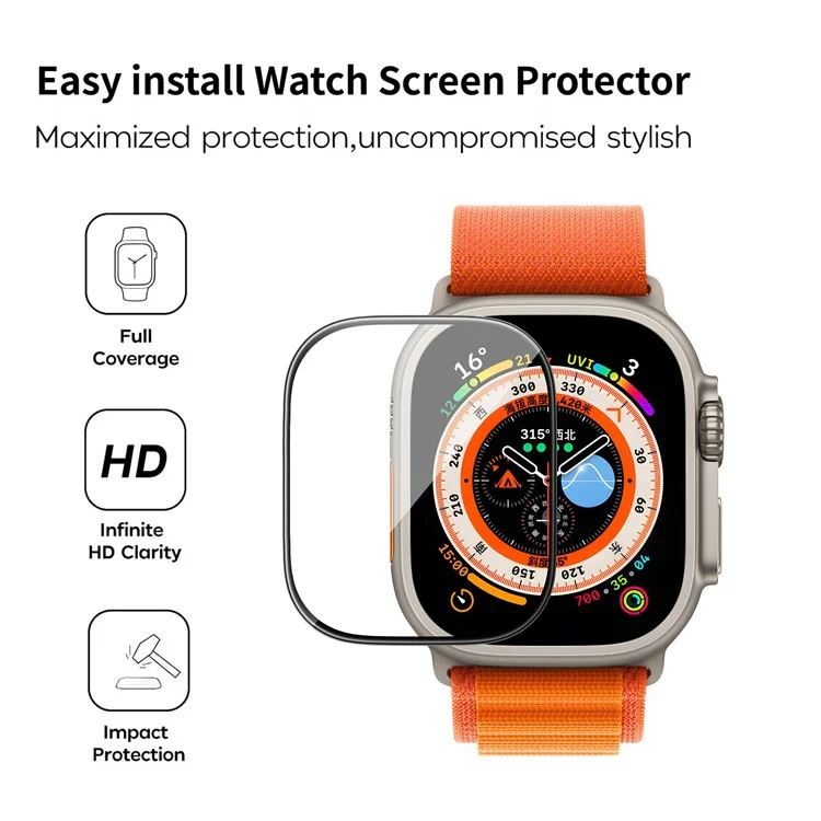 WIWU JD-107 Per Apple Watch Ultra / Ultra 2 49mm PMMA Screen Protector Smart Watch Screen Film con Strumento di Installazione